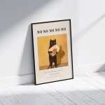 Fun Black Cat Poster, Cute Cat Poster, No No Printable Wall Art