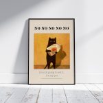 Fun Black Cat Poster, Cute Cat Poster, No No Printable Wall Art