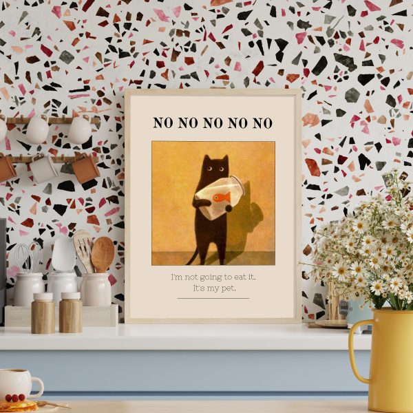 Fun Black Cat Poster, Cute Cat Poster, No No Printable Wall Art