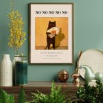 Fun Black Cat Poster, Cute Cat Poster, No No Printable Wall Art