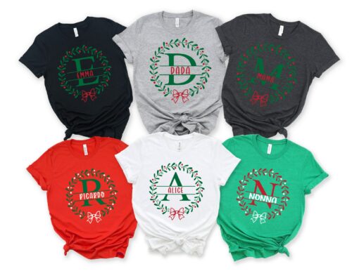 Monogrammed Family Christmas Shirt, Family Christmas Name Shirt, Personalized Christmas Family T-Shirt, Custom Christmas Shirt With Name,