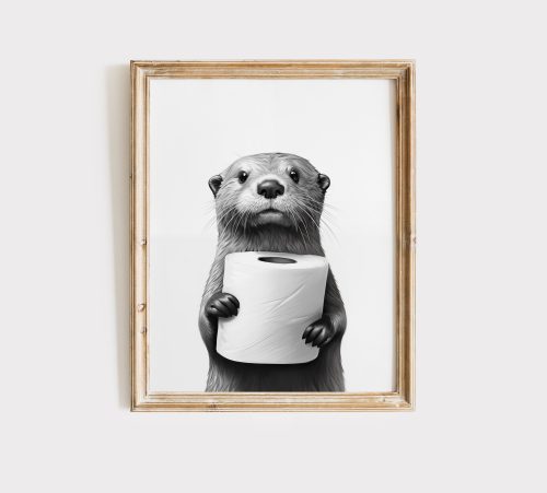 Otter Poster Animal Bathroom Poster Otter Gift Otter Art Bathroom Wall Decor