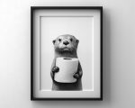 Otter Poster Animal Bathroom Poster Otter Gift Otter Art Bathroom Wall Decor