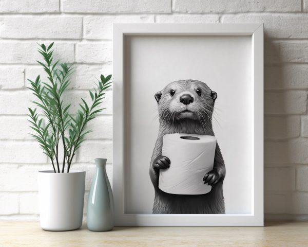 Otter Poster Animal Bathroom Poster Otter Gift Otter Art Bathroom Wall Decor