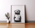 Otter Poster Animal Bathroom Poster Otter Gift Otter Art Bathroom Wall Decor