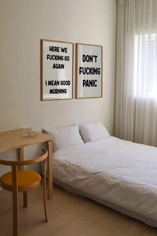 Here We Fucking Go Again Typography Poster Bedroom Wall Art