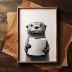 Otter Poster Animal Bathroom Poster Otter Gift Otter Art Bathroom Wall Decor