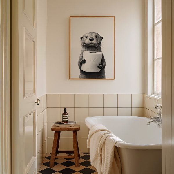 Otter Poster Animal Bathroom Poster Otter Gift Otter Art Bathroom Wall Decor