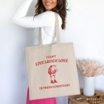 Funny Retro Frog Tote Bag, 'I Can'T Live Laugh Love In These Conditions' Canvas Tote, Vintage Frog Design, Perfect Gift For Sarcasm Lovers