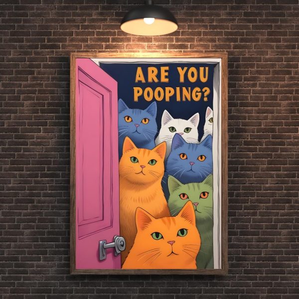 Printable Wall Art,Are You Pooping, Funny Cat Poster, Bathroom Canvas Art