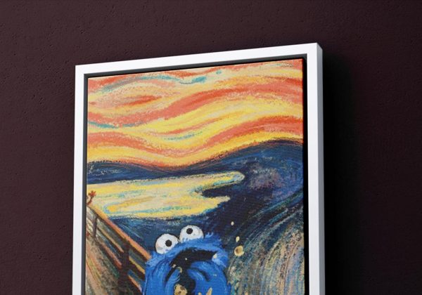 The Scream Parody Canvas, Cookie Monster Art, Funny Canvas