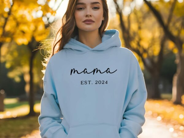 Mama Est. 2024 Hoodie - Personalized New Mom Gift - Comfy Mother'S Day Sweatshirt - Custom Pregnancy Announcement - Baby Shower Present