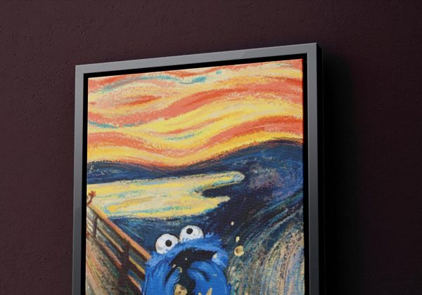 The Scream Parody Canvas, Cookie Monster Art, Funny Canvas