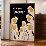 Funny Ducks Illustration Are You Pooping - Humorous Wall Art