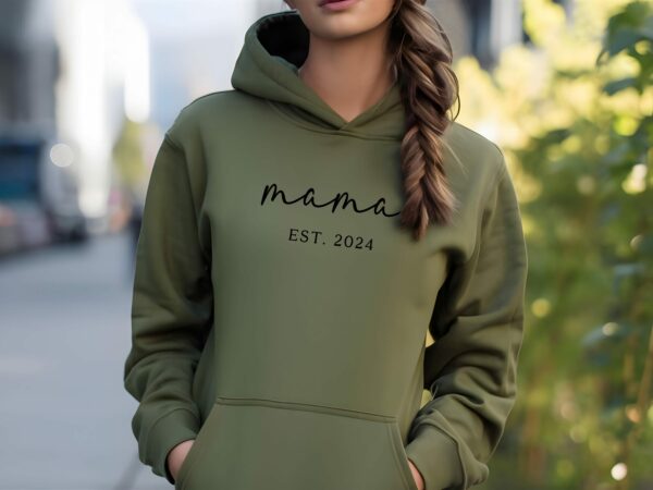 Mama Est. 2024 Hoodie - Personalized New Mom Gift - Comfy Mother'S Day Sweatshirt - Custom Pregnancy Announcement - Baby Shower Present