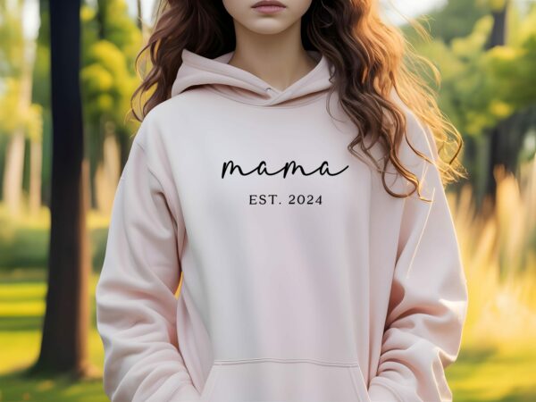 Mama Est. 2024 Hoodie - Personalized New Mom Gift - Comfy Mother'S Day Sweatshirt - Custom Pregnancy Announcement - Baby Shower Present