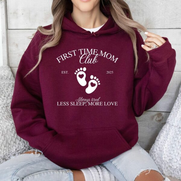 New Mom Hoodie, First Time Mom Club Hooded Sweatshirt, Gift For New Mom, Postpartum Gift, Funny Gift For First Time Mom. Plus Size Hoodie