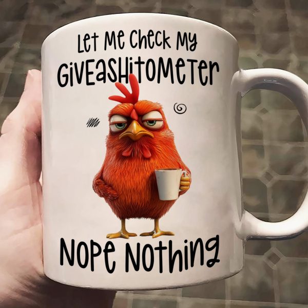 Custom Funny Coffee Mug, Let Me Check My Giveashitometer Nope Nothing