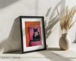 Wash Your Paws Funny Cat Art Black Cat Bathroom Decor