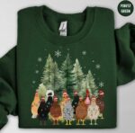 Сute Christmas Chickens Sweatshirt, Christmas Farm Animals Sweatshirt, Womens Christmas Chicken Mom Sweatshirt, Farmer Sweatshirt