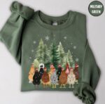 Сute Christmas Chickens Sweatshirt, Christmas Farm Animals Sweatshirt, Womens Christmas Chicken Mom Sweatshirt, Farmer Sweatshirt