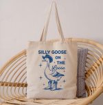 Silly Goose On The Loose Tote Bag, Cowboy Goose Tote Bag, Funny Western Tote Bag, Vintage Tote Bag, Duck Tote Bag, Animal Meme Tote Bag