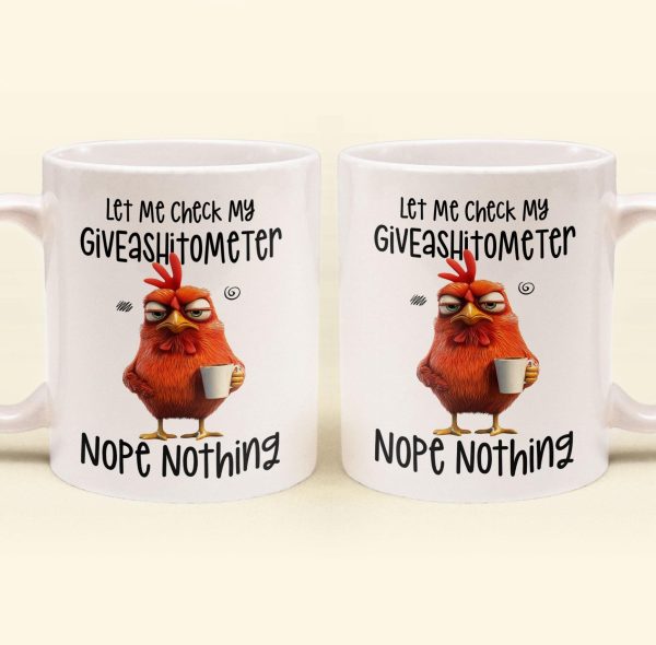 Custom Funny Coffee Mug, Let Me Check My Giveashitometer Nope Nothing