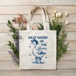 Silly Goose On The Loose Tote Bag, Cowboy Goose Tote Bag, Funny Western Tote Bag, Vintage Tote Bag, Duck Tote Bag, Animal Meme Tote Bag