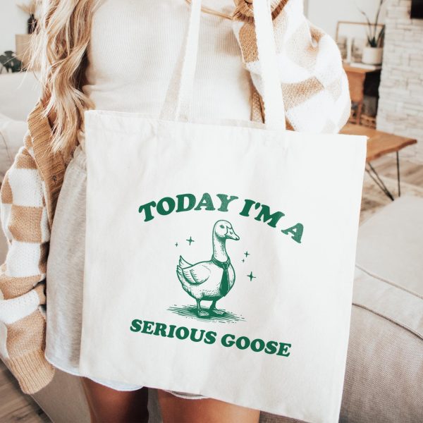 Serious Goose Funny Tote Bag, Retro Meme Tote, Weird Crazy Design, Cute Quirky Gift, Tote Bag, Perfect For Friends, Funny Gift Idea