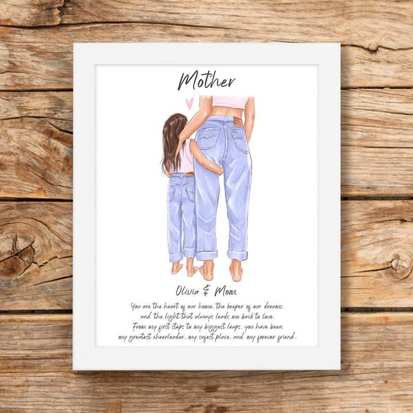 Mom and Daughter Print, Mothers Day gift, Personalized Gift for Mom, Best gift for Mother from Daughter, Mothers day clipart, Framed Poster