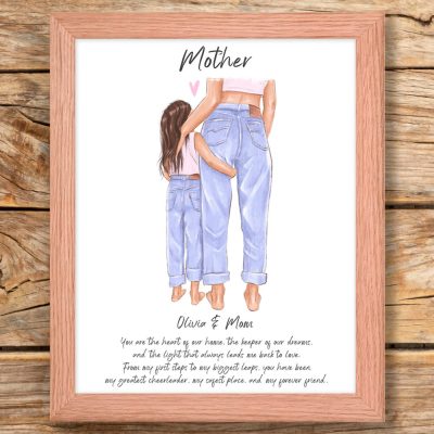 Mom and Daughter Print, Mothers Day gift, Personalized Gift for Mom, Best gift for Mother from Daughter, Mothers day clipart, Framed Poster