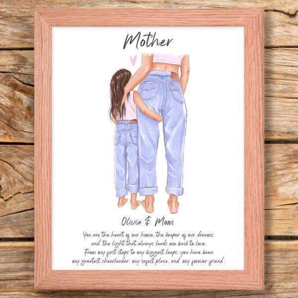 Mom and Daughter Print, Mothers Day gift, Personalized Gift for Mom, Best gift for Mother from Daughter, Mothers day clipart, Framed Poster