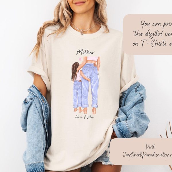 Mom and Daughter Print, Mothers Day gift, Personalized Gift for Mom, Best gift for Mother from Daughter, Mothers day clipart, Framed Poster