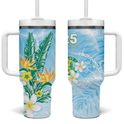 2025 Aloha Hawaii Tropical Flowers And Honu Custom Stanley Quencher 40Oz Stainless Steel Tumbler With Handle