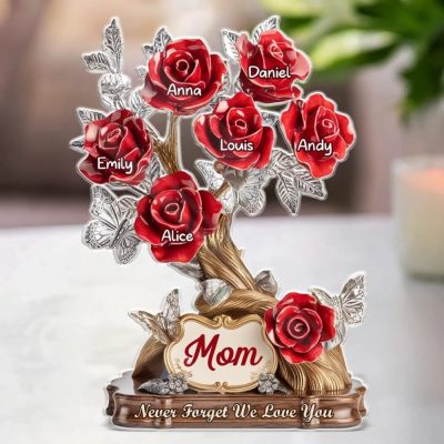 Each Rose, A Piece Of Her Heart - Family Custom Red Rose Flower Acrylic Plaque for Mom - Mother's Day, Gift For Mom, Grandma