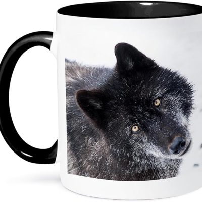 3Drose Rocky Mountain Gray Wolf Two Tone Mug, Wolf Lover