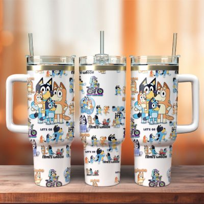 Bluey Tv Series Custom Stanley Quencher 40Oz Stainless Steel Tumbler