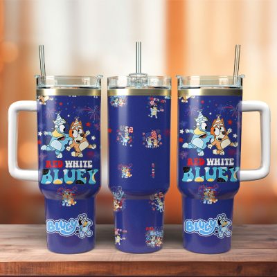 Bluey Tv Series Custom Stanley Quencher 40Oz Stainless Steel Tumbler With Handle