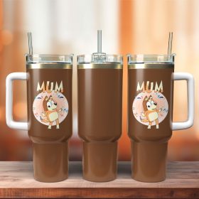 Bluey Cartoon Custom Stanley Quencher 40Oz Stainless Steel Tumbler With Handle