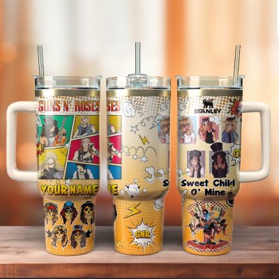 Guns N #8217; Roses Music Custom Stanley Quencher 40Oz Stainless Steel Tumbler With Handle