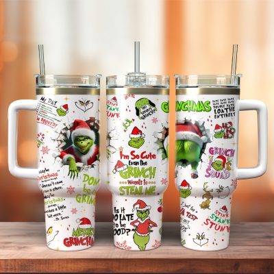 The Grinch Movies Christmas Custom Stanley Quencher 40Oz Stainless Steel Tumbler With Handle