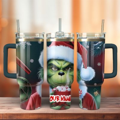 The Grinch Movies Christmas Custom Stanley Quencher 40Oz Stainless Steel Tumbler With Handle