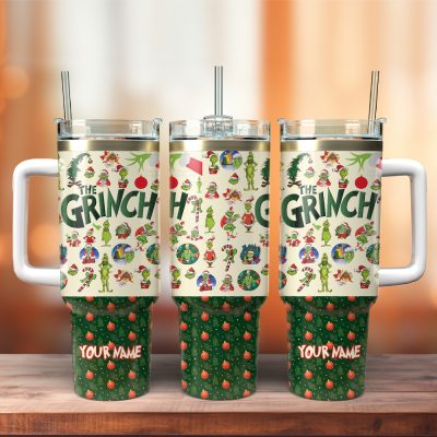 The Grinch Movies Christmas Custom Stanley Quencher 40Oz Stainless Steel Tumbler With Handle