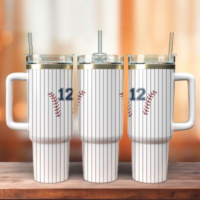 Baseball Sports Custom Stanley Quencher 40Oz Stainless Steel Tumbler With Handle