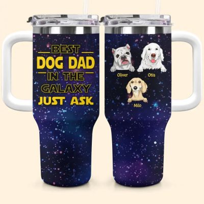 Best Dog Dad Custom Stanley Quencher 40Oz Stainless Steel Tumbler With Handle