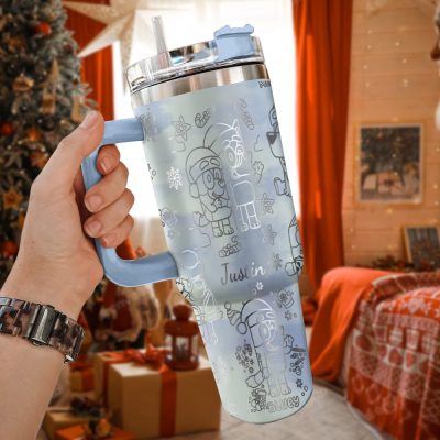 Bluey And Bingo Cartoon Custom Stanley Quencher 40Oz Stainless Steel Tumbler With Handle