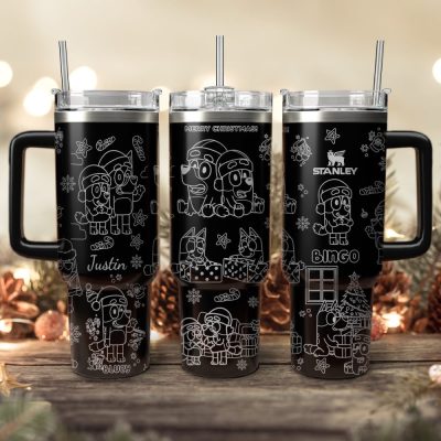 Bluey And Bingo Cartoon Custom Stanley Quencher 40Oz Stainless Steel Tumbler With Handle