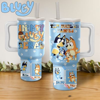 Bluey Cartoon Custom Stanley Quencher 40Oz Stainless Steel