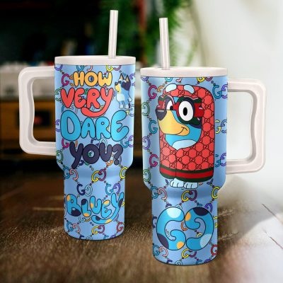 Bluey Cartoon Custom Stanley Quencher 40Oz Stainless Steel