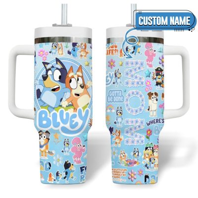 Bluey Cartoon Custom Stanley Quencher 40Oz Stainless Steel Tumbler